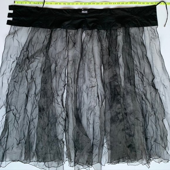 French Designer Biche de Bère vintage tiered/crinkled/plissé sheer maxi skirt - Picture 11 of 13